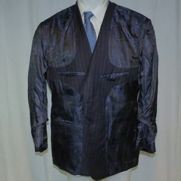 Brooks Brothers Current Custom Made Navy Striped Two Button Suit 44R NWOT